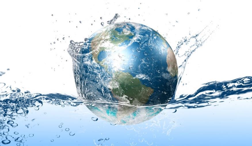 Earth splashing into water